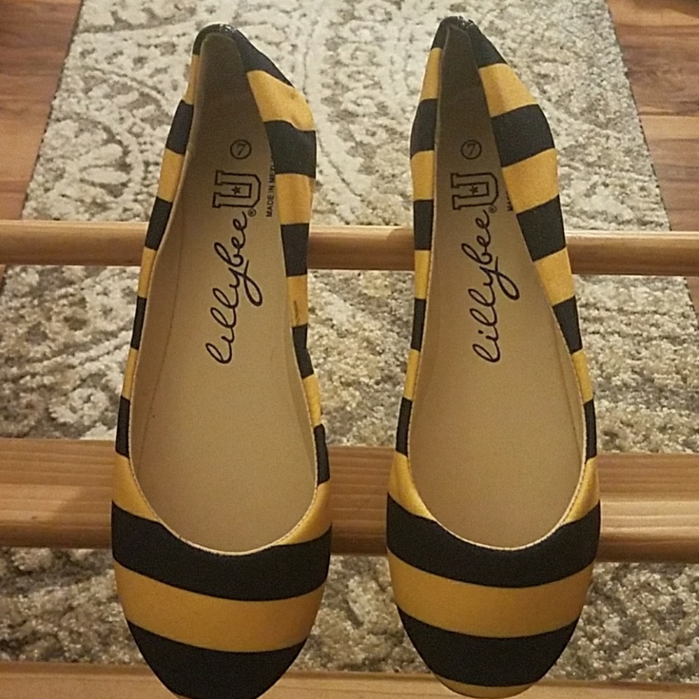 Navy Blue Yellow  Flats Never Worn